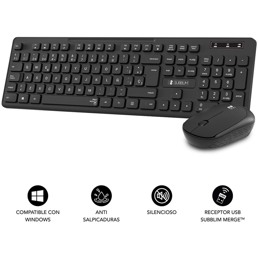 Tastiera e Mouse USB SUBKBC-CSSW10  per Casa e Ufficio (Layout Spagnolo) Colore Nero - Foto 2