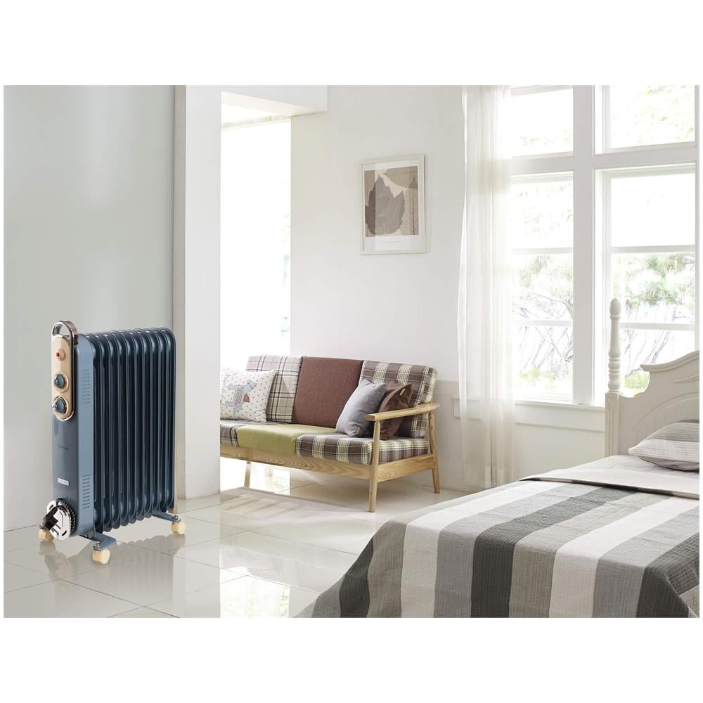 Linea Vintage 8252 Radiatore a olio Vintage, 11 elementi riscaldanti, 2500W, 3 livelli di potenza, Maniglia e ruote per facile trasporto, Celeste - Foto 4