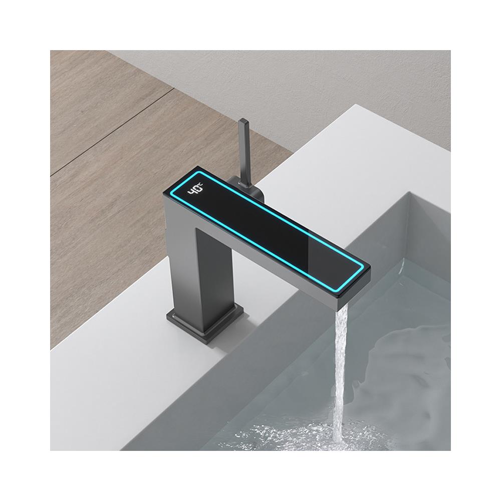 Rubinetto per lavabo da bagno, Blackswan, tipo M344, modello grigio antracite, con display digitale, dimensioni 20,3 cm - Foto 4