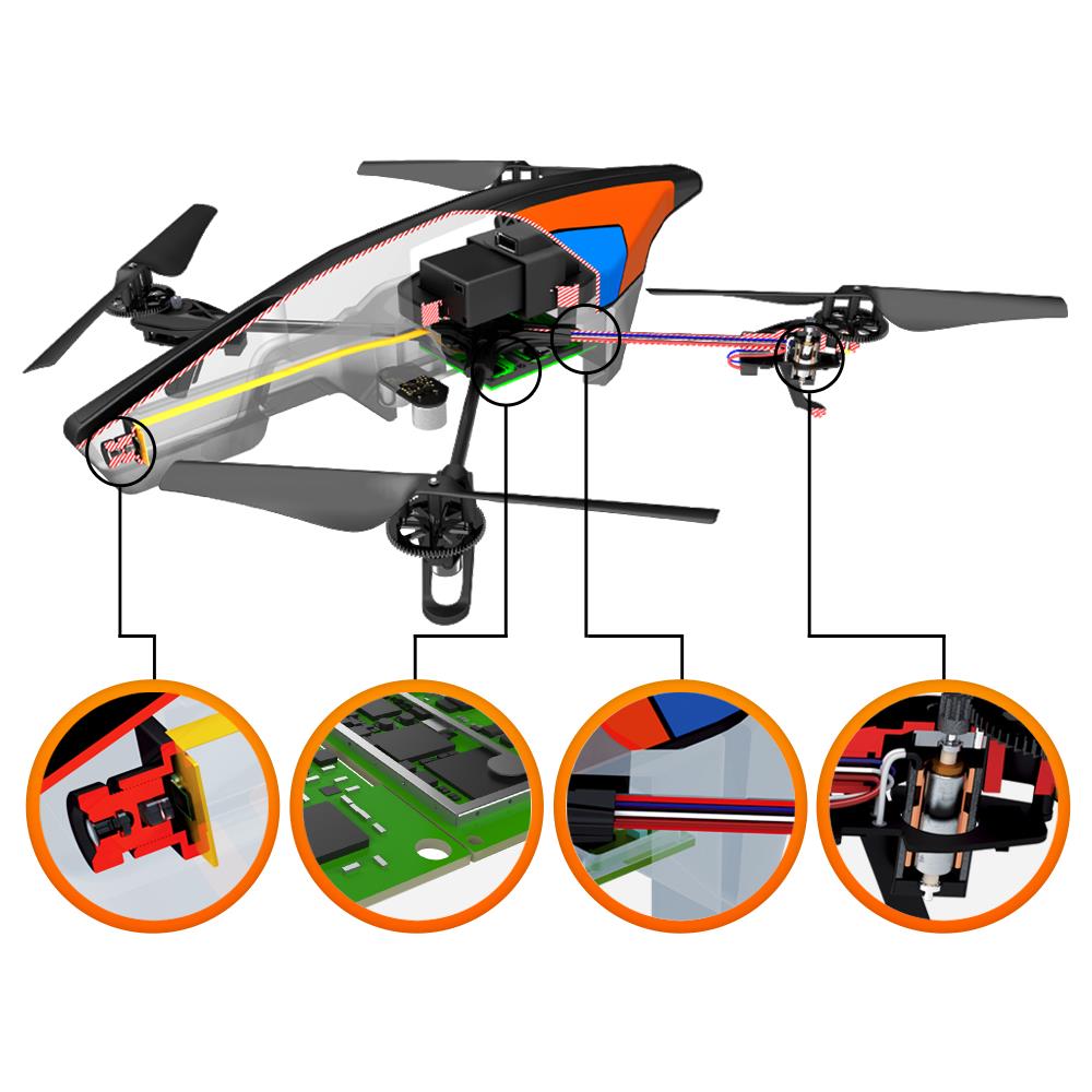 AR. Drone 2.0 Power Edition Rosso Cam HD controllo Wi-Fi da Smartphone e Tablet + 2 Batterie incluse - Foto 2