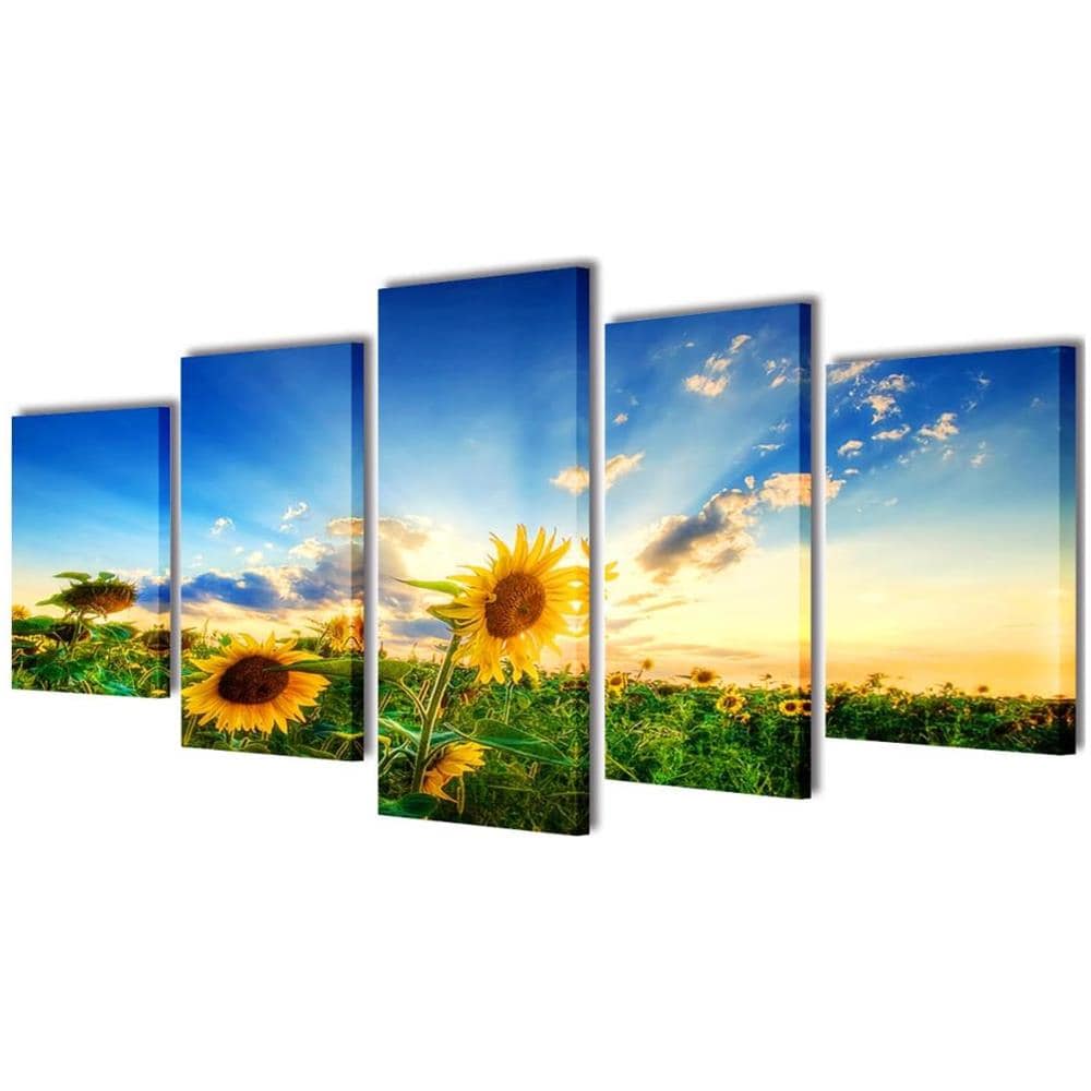 5 Pz Set Stampa Su Tela Da Muro Girasole 200 X 100 Cm - Foto 1