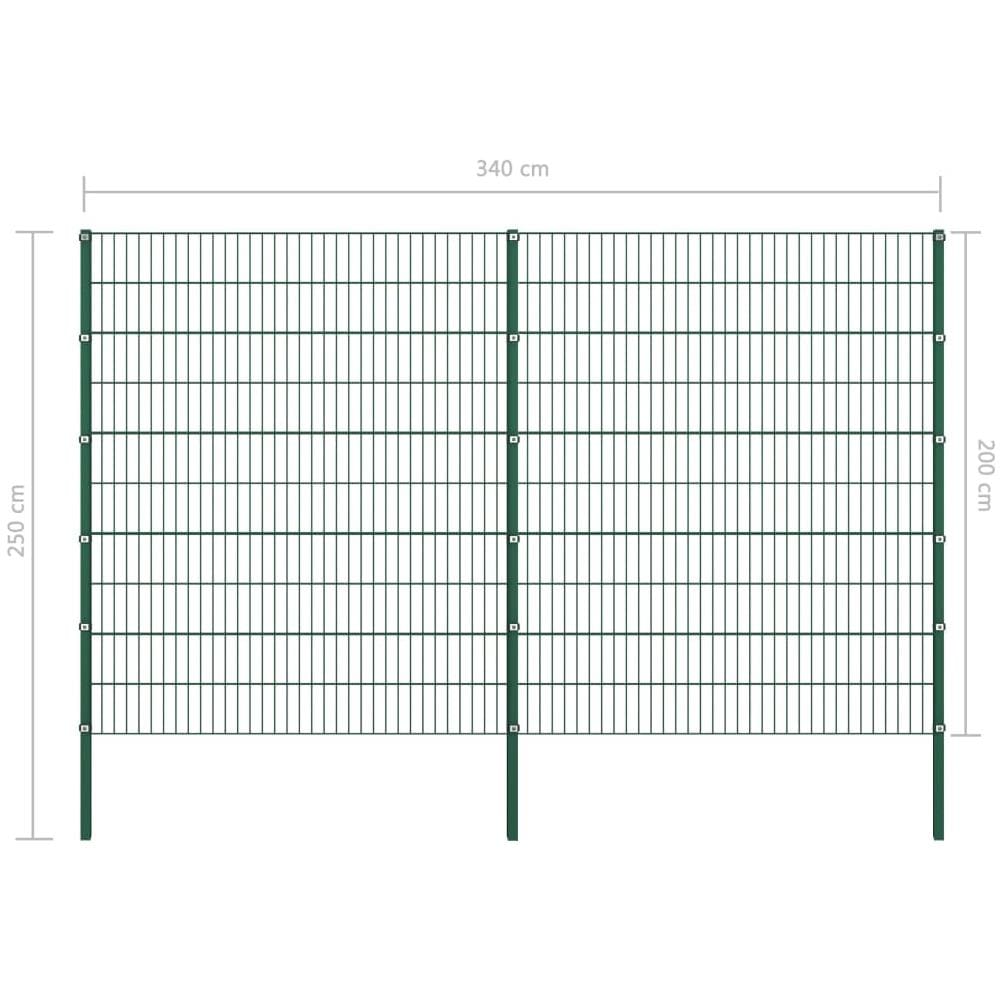 Pannello Di Recinzione Con Pali In Ferro 3,4x2 M Verde - Foto 5