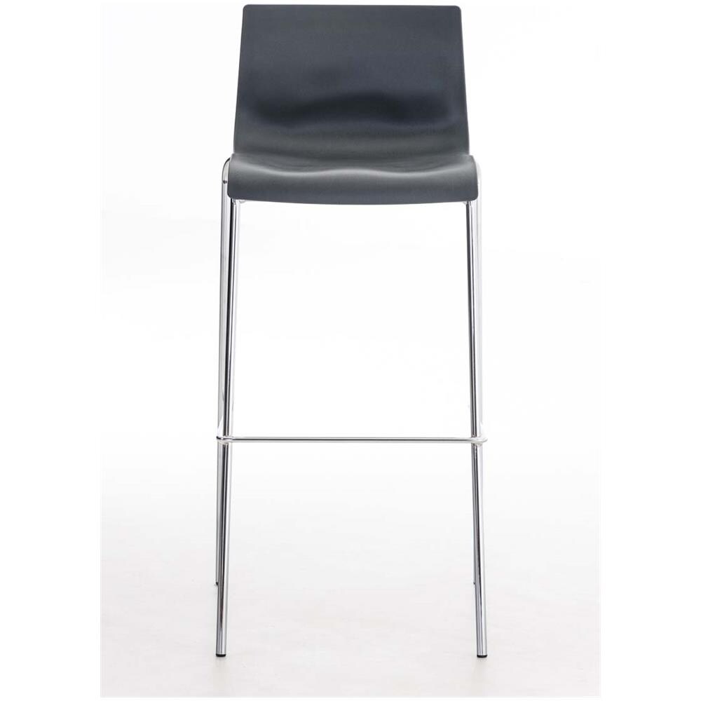 Sgabello Bar Hoover in Polipropilene I Sgabello Alto Design 4 Gambe in Metallo | Sedia Sgabello Impilabile con Schienale I Sgabello Bancone H 76 CM Grigio Base Cromata - Foto 2