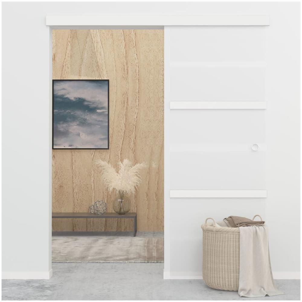 Porta Scorrevole Fermi Vetro Esg E Alluminio Argento 76x205 Cm - Foto 2