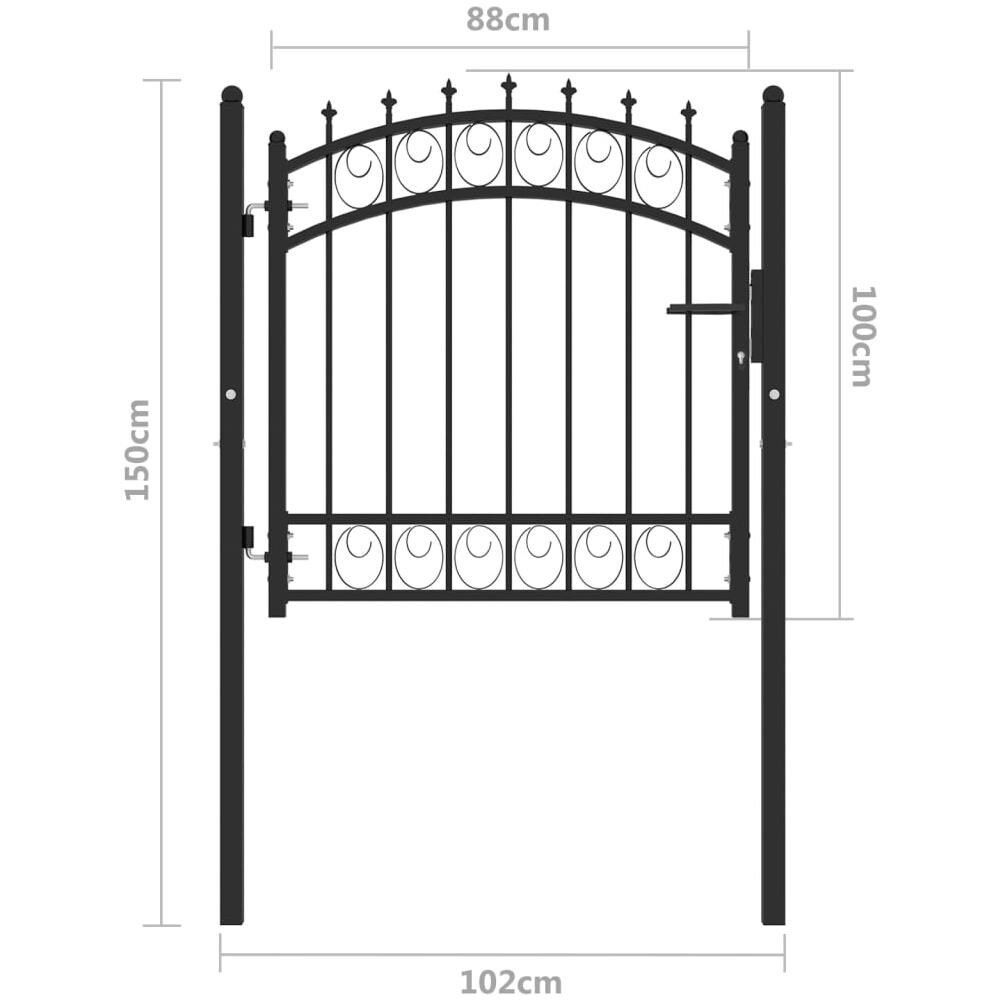 Cancello Per Recinzione Con Punte In Acciaio 100x100 Cm Nero - Foto 5