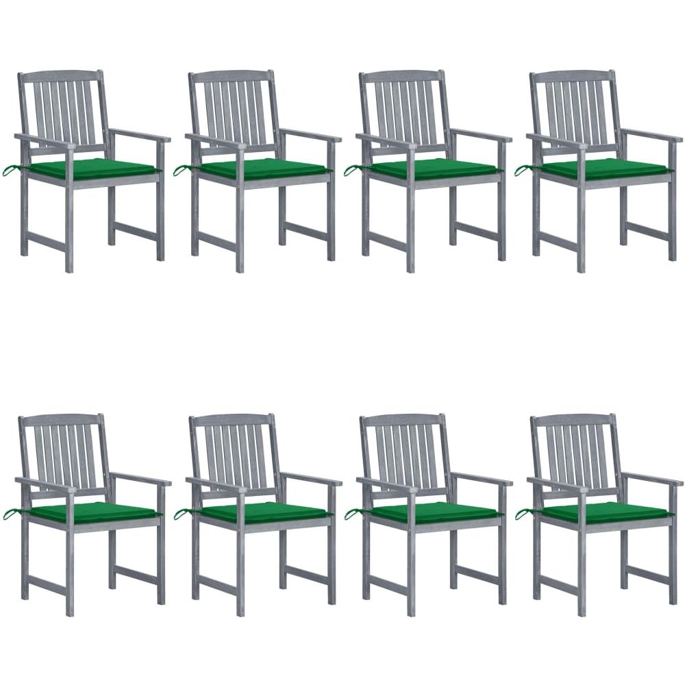 Sedie da Giardino con Cuscini 8 pz in Massello di Acacia Grigie - Foto 1