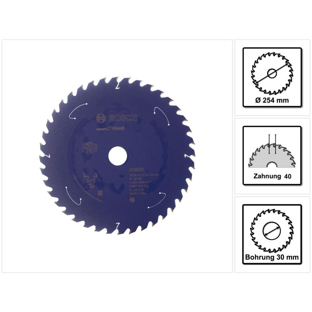 Lama Per Sega Circolare Expert For Wood 254 X 1,6 X 30 Mm - 40 Denti / Per Legno (2608644525) - Foto 1