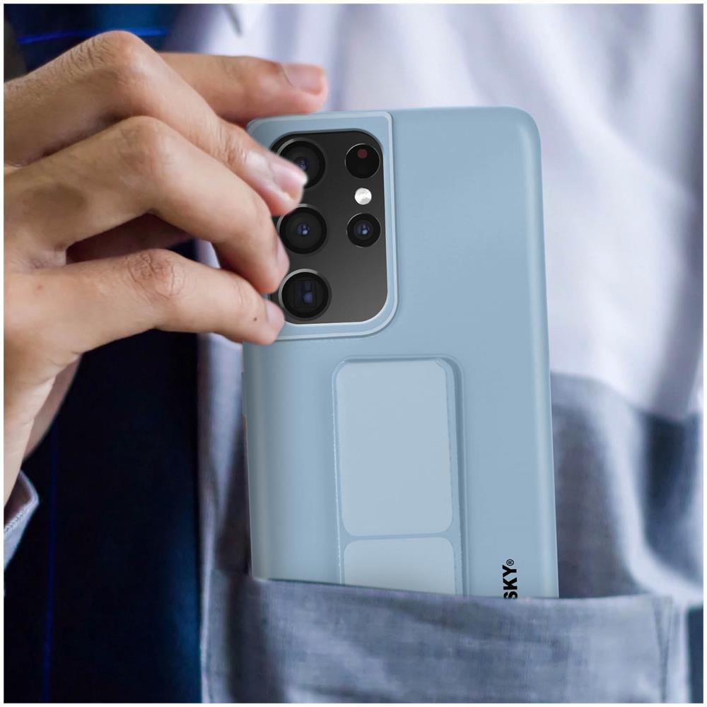 Cover Per Galaxy S21 Ultra Cavalletto Pieghevole Magnetico Azzurra - Foto 2