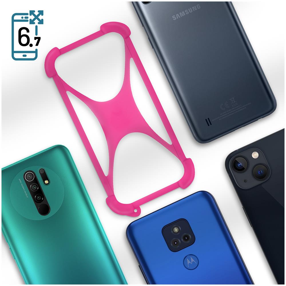 Cover Smartphone Fino A 6,7 Pollici Universale Gel Di Silicone Espandibile Rosa - Foto 2
