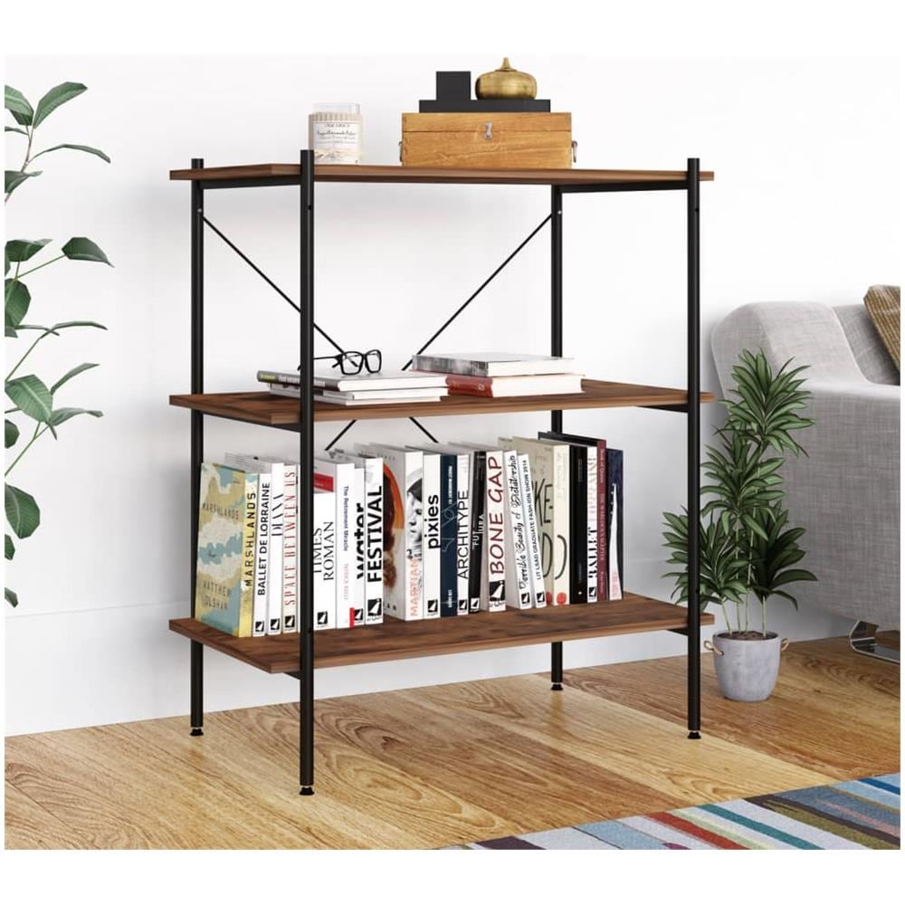 Scaffale con 3 Mensole Nero e Naturale 80x40x92 cm - Foto 1