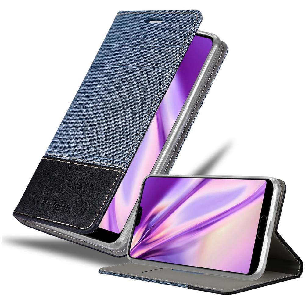 Custodia Compatibile Con Huawei P20 Pro In Blu Scuro Nero - Coperchio Protettiva Con Chiusura Magnetica, Funzione Stand E Tasca Per Le Carte - Foto 1