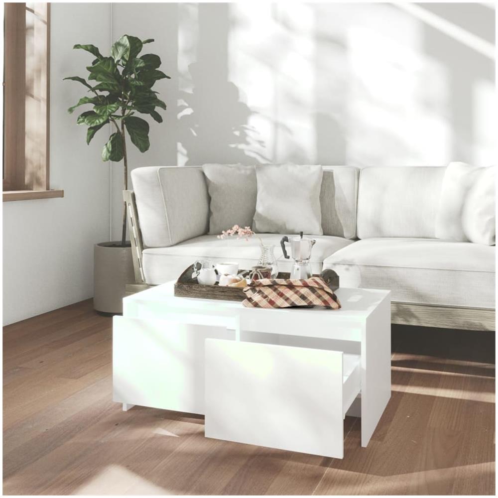 Tavolino da Salotto Bianco 90x50x41,5 cm in Legno Multistrato - Foto 3