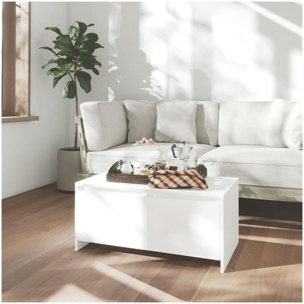 Tavolino da Salotto Bianco 90x50x41,5 cm in Legno Multistrato - Foto 1