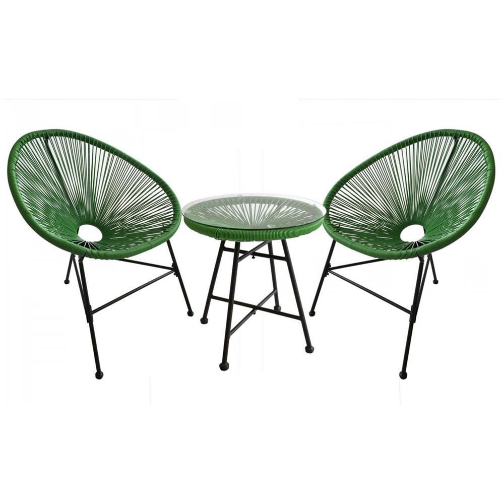 Acapulco Set Di 2 Poltrone A Forma Di Uovo + Tavolino Verde - Foto 1