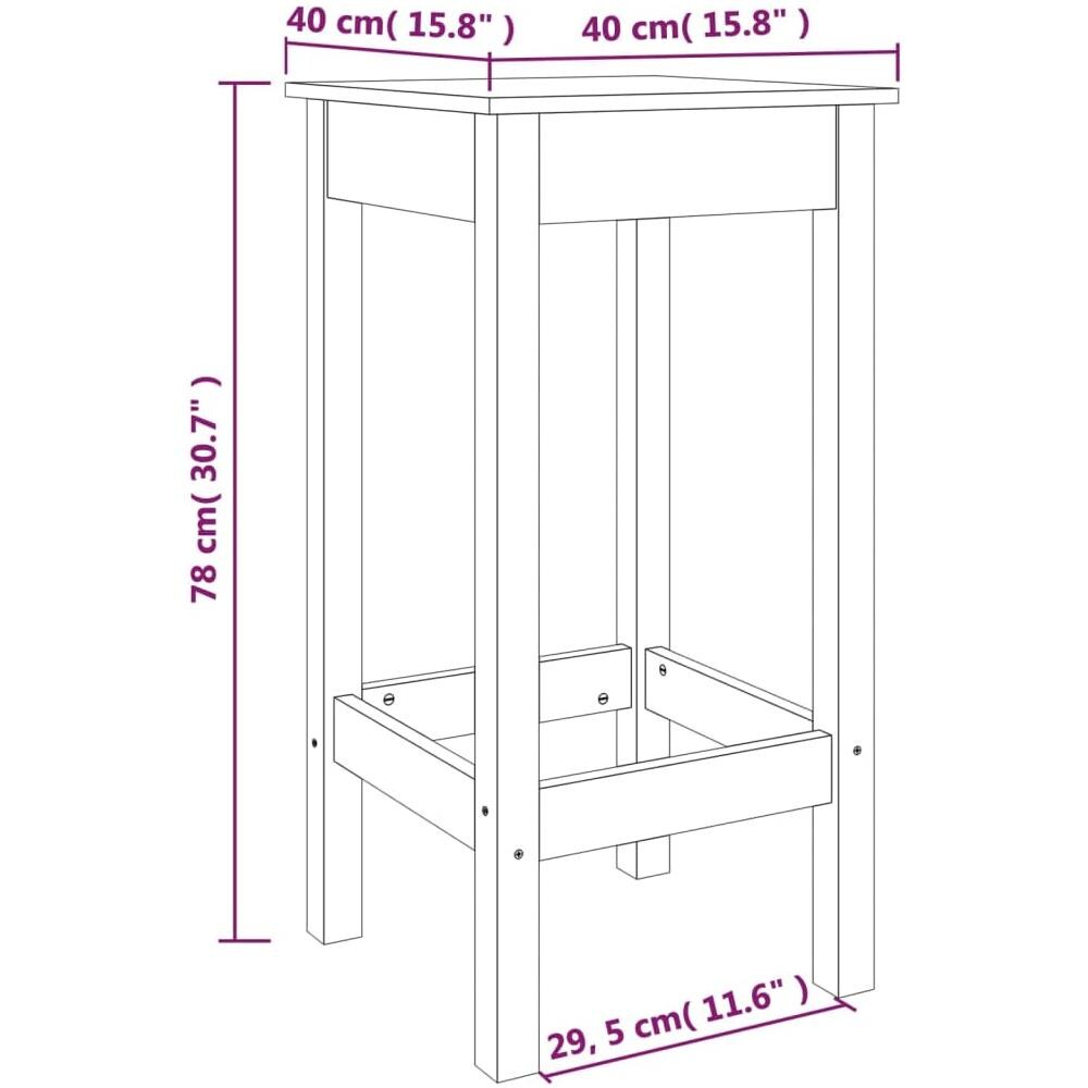 Sgabelli da Bar 2 pz Bianchi 40x40x78 cm Legno Massello di Pino - Foto 2