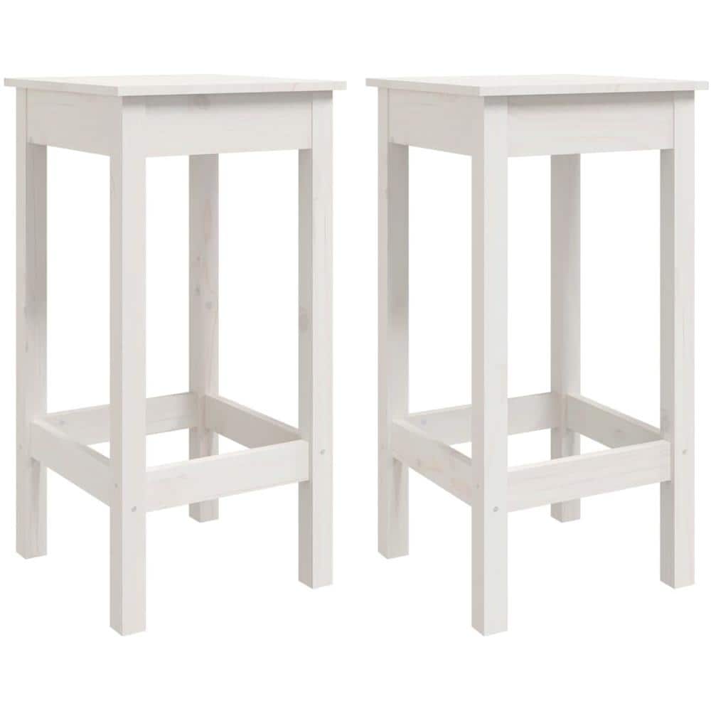 Sgabelli da Bar 2 pz Bianchi 40x40x78 cm Legno Massello di Pino - Foto 1
