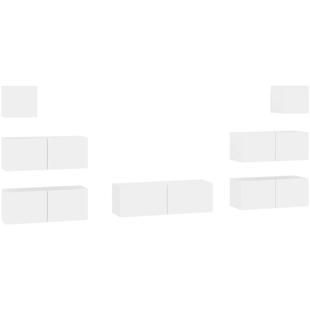 Set Di Mobili Porta Tv 7 Pz Bianco In Legno Multistrato - Foto 2