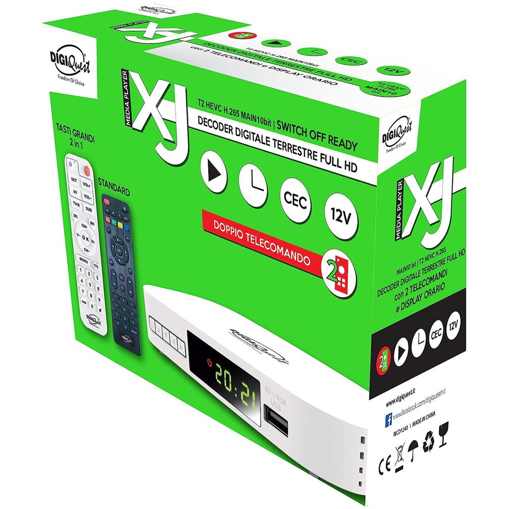 Ricevitore Digitale Terrestre DVB-T2 HEVC Main 10 (10bit) Risoluzione Video Fino a 1080p (Full HD) Colore Bianco - Foto 4