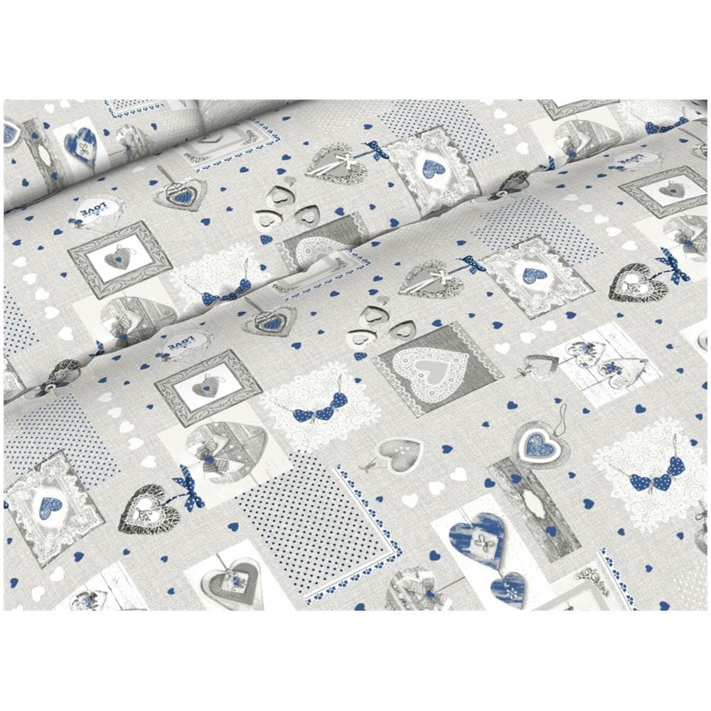 Completo Lenzuola Letto 100% Cotone Made Italy Disegni Invernali Natalizi C.n Piazza E Mezza Shabby Grigio - Foto 2