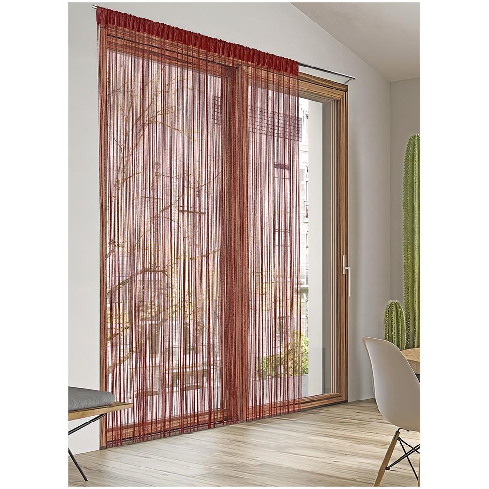 Tenda Antimosca Antirumore Caduta Pannello Porta Finestra Casa Multistring Silver 140x290 Bordeaux - Foto 1