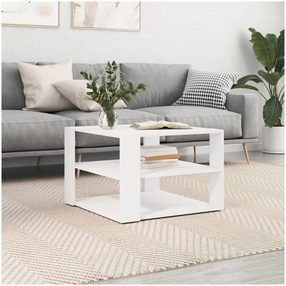 Tavolino Da Salotto Bianco 59,5x59,5x40 Cm In Legno Multistrato - Foto 1