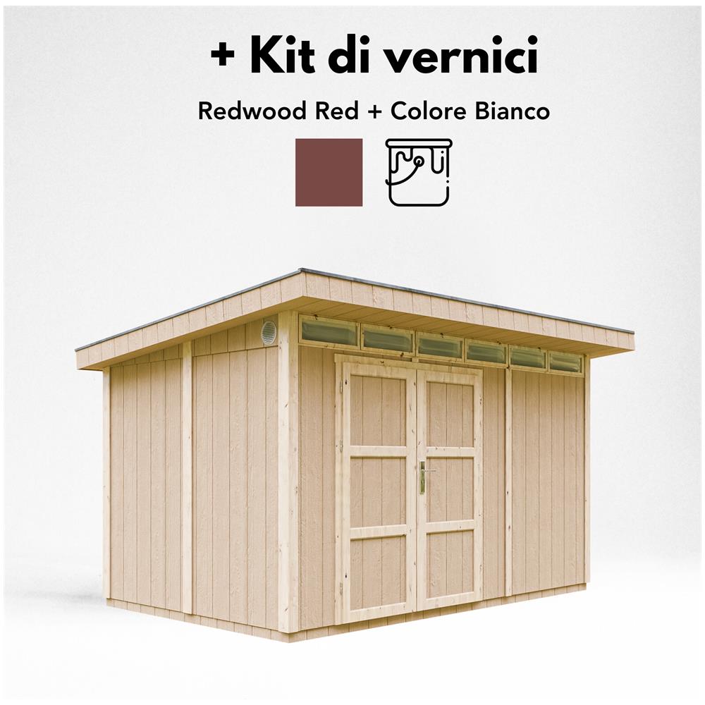 Casetta da giardino con pannelli in legno Lp Smartside 8,7 m² con pavimento e piastrelle bituminose - L161 x 294 x 239 cm - M904a - Rosso sequoia - Foto 2
