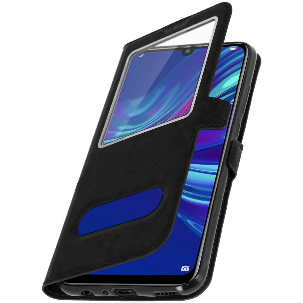 Custodia Huawei P Smart 2019 Sportellino 2x Finestre Cover Silicone - Nero - Foto 6