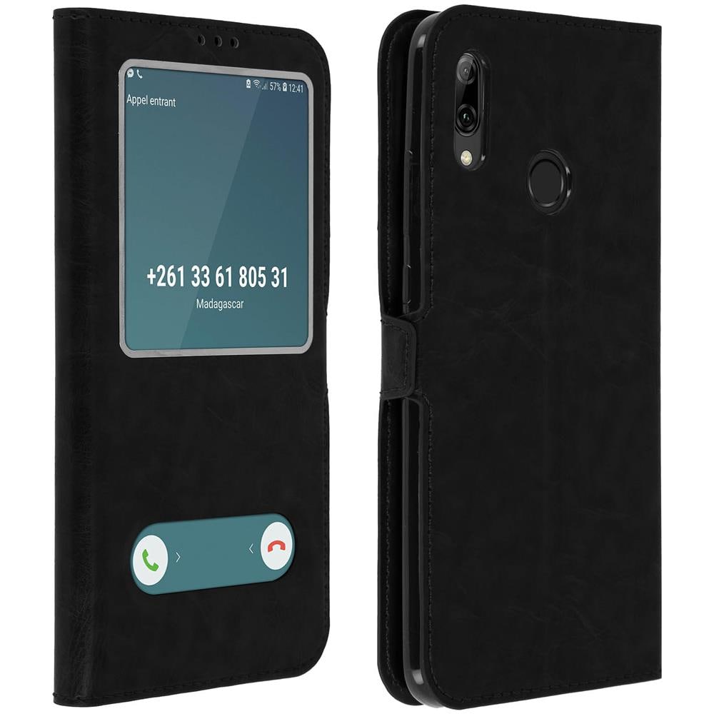 Custodia Huawei P Smart 2019 Sportellino 2x Finestre Cover Silicone - Nero - Foto 1