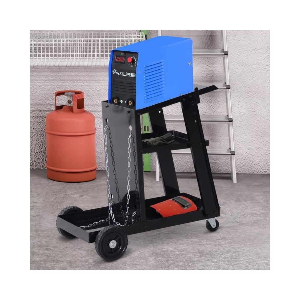 Carrello Porta Utensili Attrezzi da Officina 3 Ripiani 4 Ruote in Gomma Max. 50 kg Materiale Acciaio Colore Nero - Foto 9