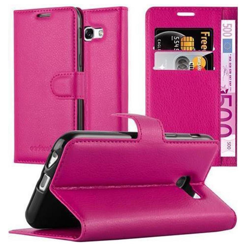 Custodia Compatibile Con Samsung Galaxy A3 2017 In Rosa Vivo - Coperchio Protettiva Con Chiusura Magnetica, Funzione Stand E Tasca Per Le Carte - Foto 1
