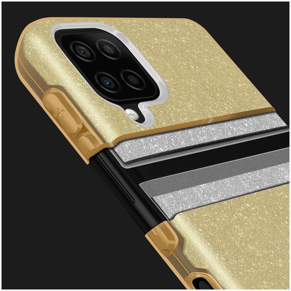 Cover Semirigida Samsung Galaxy A12 In Silicone Con Paillettes Oro - Foto 2