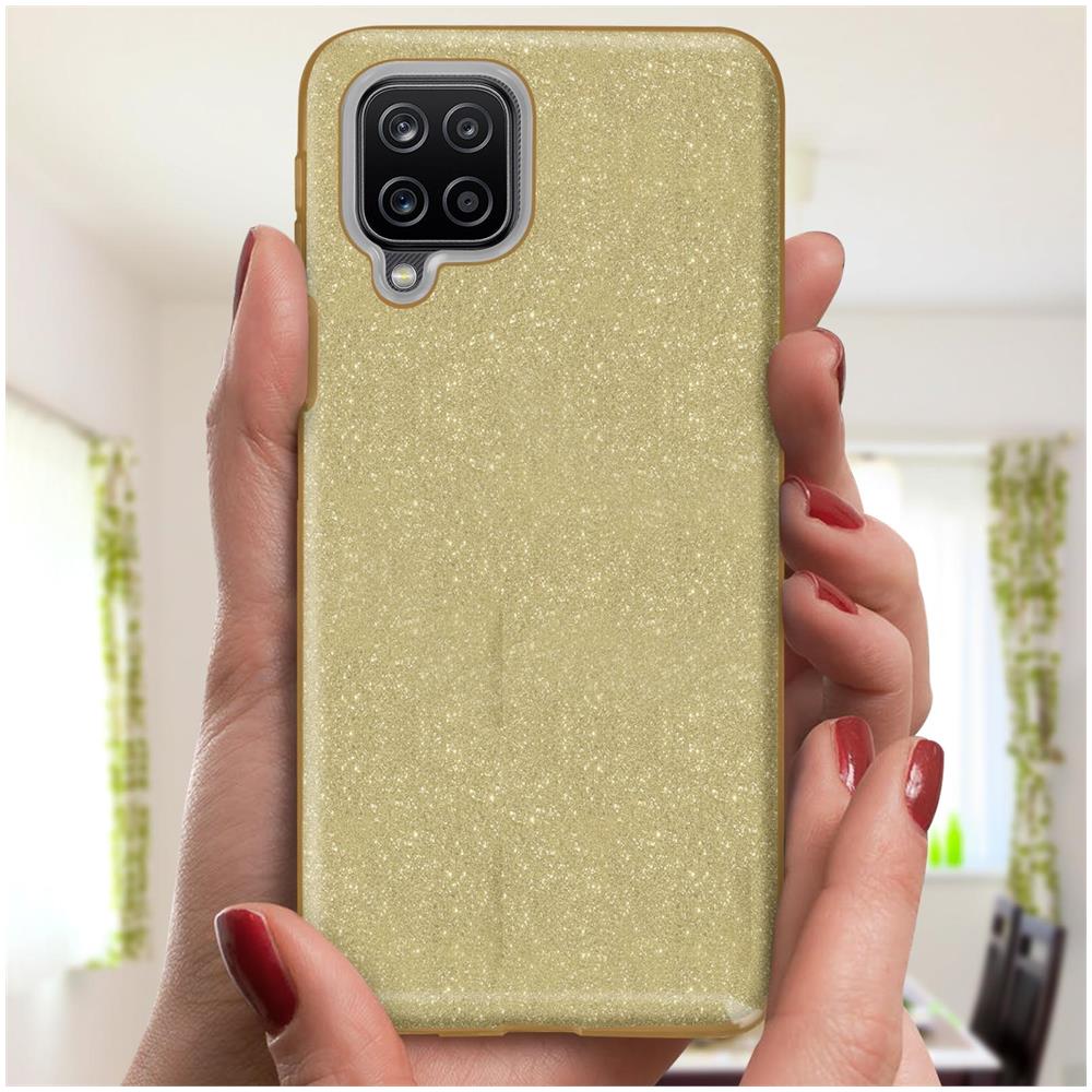 Cover Semirigida Samsung Galaxy A12 In Silicone Con Paillettes Oro - Foto 5