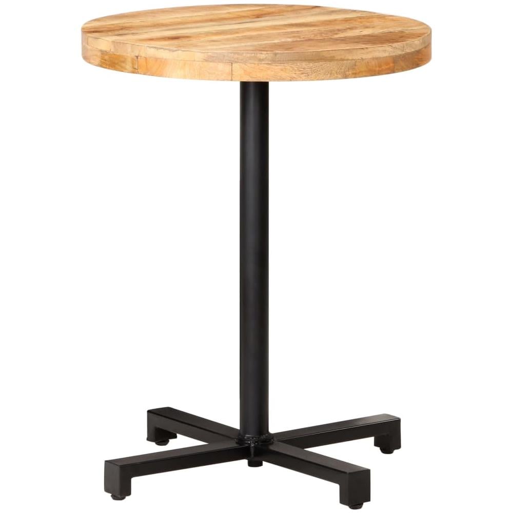 Tavolino Da Bistrot Rotondo 60x75 Cm In Legno Di Mango Grezzo - Foto 1