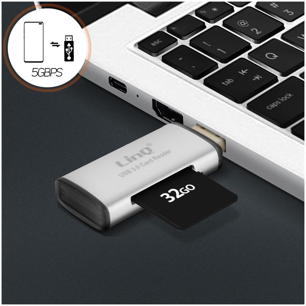 Lettore Scheda Sd / Micro-sd 2 In 1 Velocità Trasferimento 5gbps Grigio - Foto 2