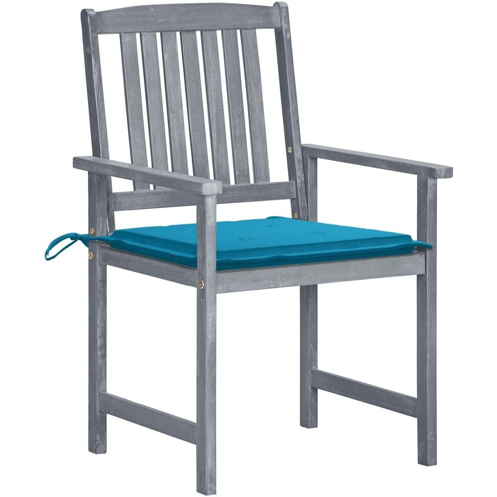 Sedie da Giardino con Cuscini 8 pz in Massello di Acacia Grigie - Foto 2