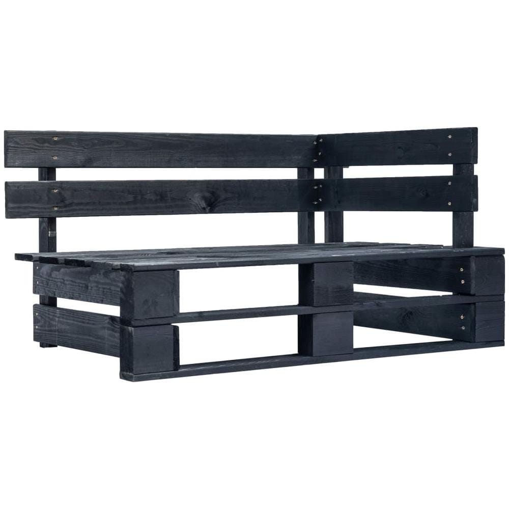 Set Divani a Pallet e Cuscini 4 pz in Pino Impregnato Nero - Foto 2
