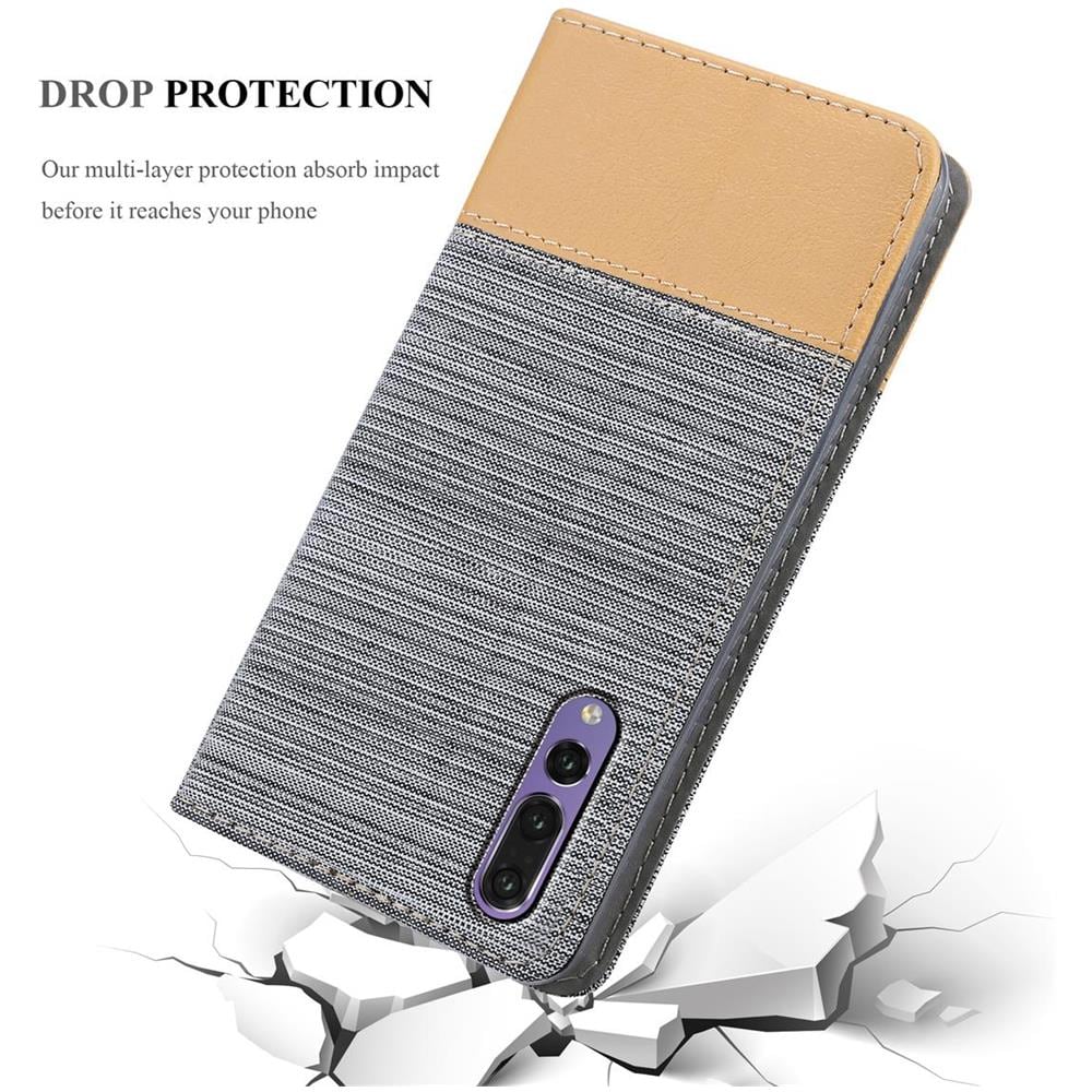 Custodia Compatibile Con Huawei P20 Pro In Grigio Chiaro Marrone - Coperchio Protettiva Con Chiusura Magnetica, Funzione Stand E Tasca Per Le Carte - Foto 8