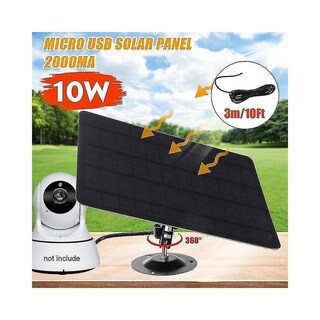 Pannello Solare 5V 4W In Silicio Monocristallino Con Staffa Orientabile 360°, Per Telecamere Di Sicurezza E Luci Da Esterno, Cavo 3m