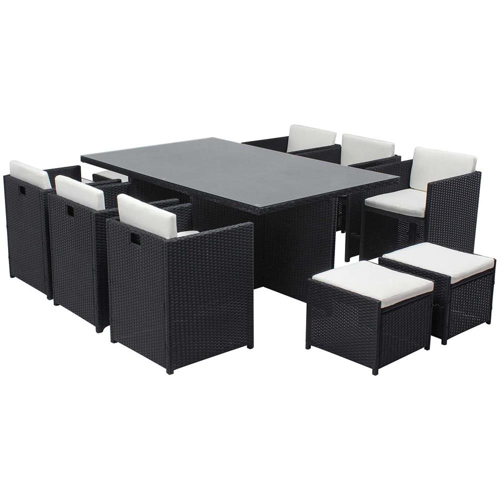 Salotto Da Giardino A Incasso 10 Posti Resina Intrecciata Nero/bianco Miami - Foto 1