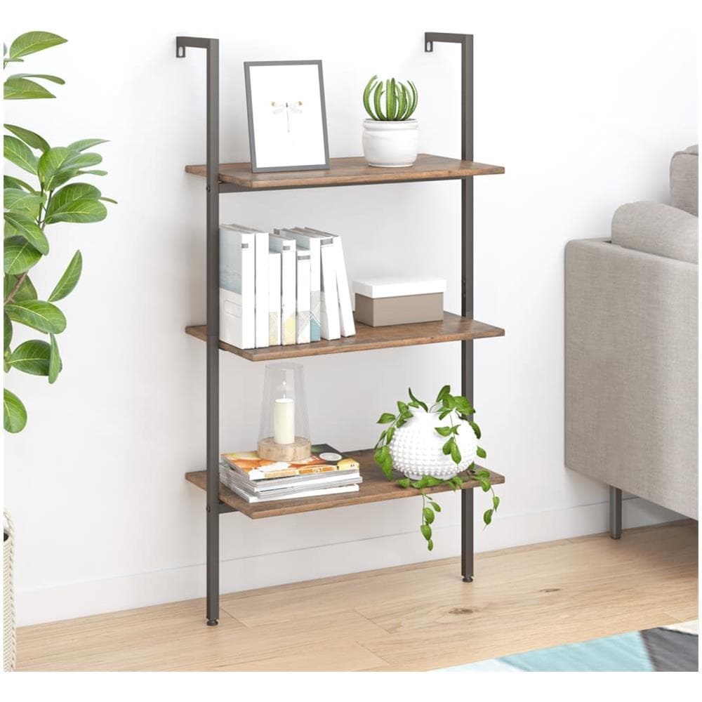 Scaffale Pendente 3 Livelli Marrone Scuro E Nero 64x35x120,5 Cm - Foto 1