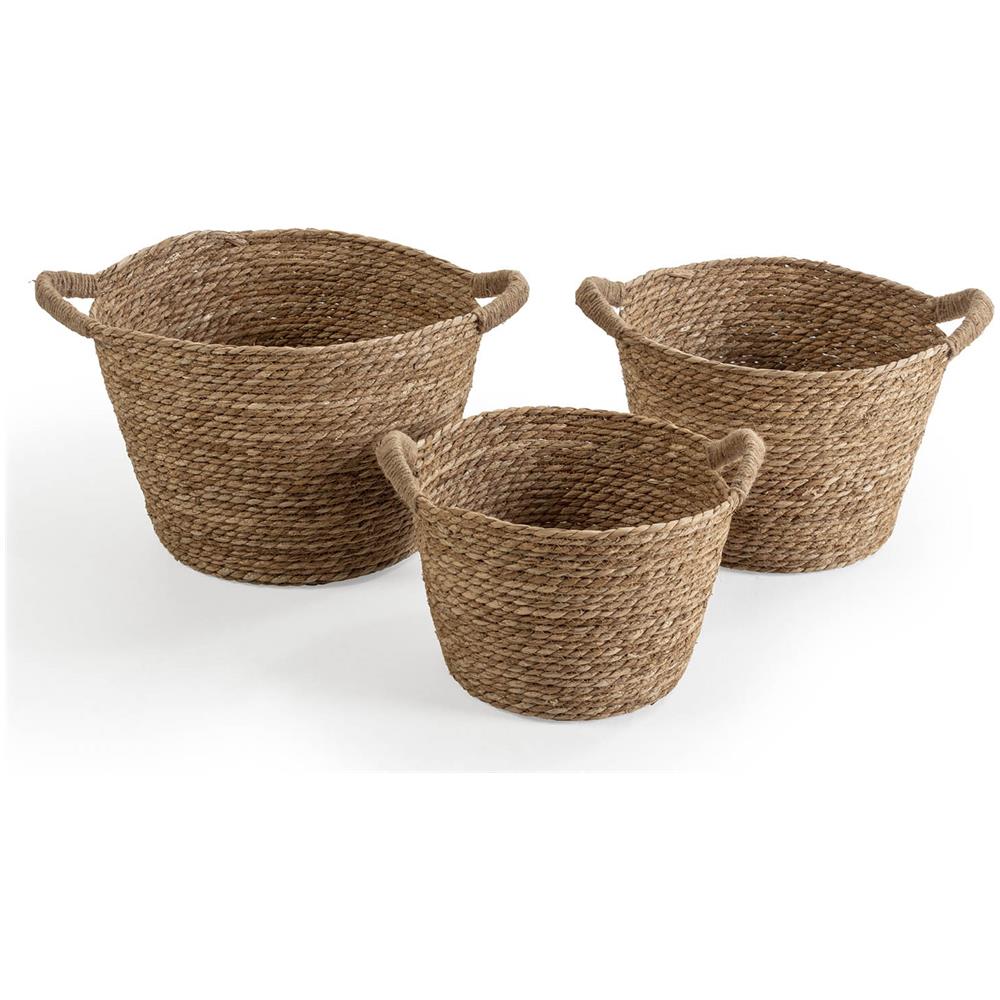 Set Di 3 Cestini Icia In Fibra Naturale Con Manici - Foto 1