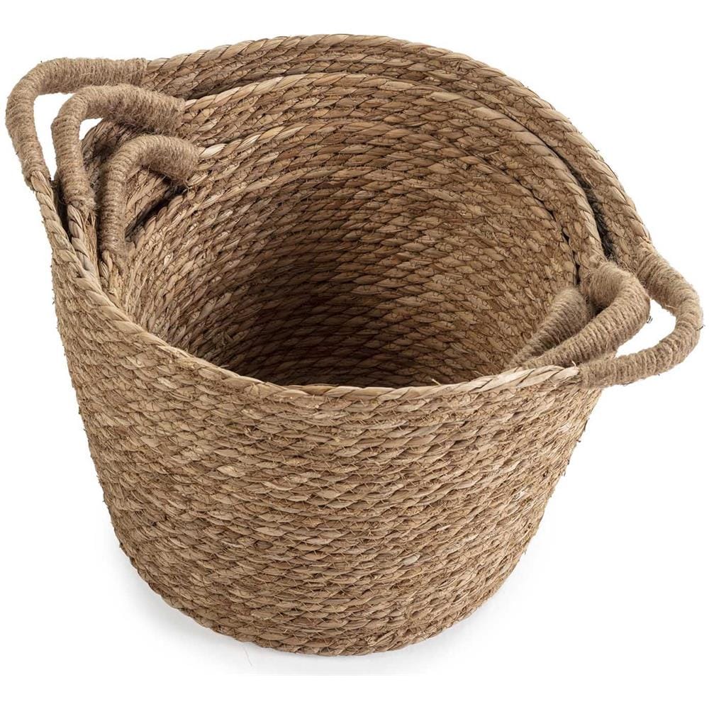 Set Di 3 Cestini Icia In Fibra Naturale Con Manici - Foto 2