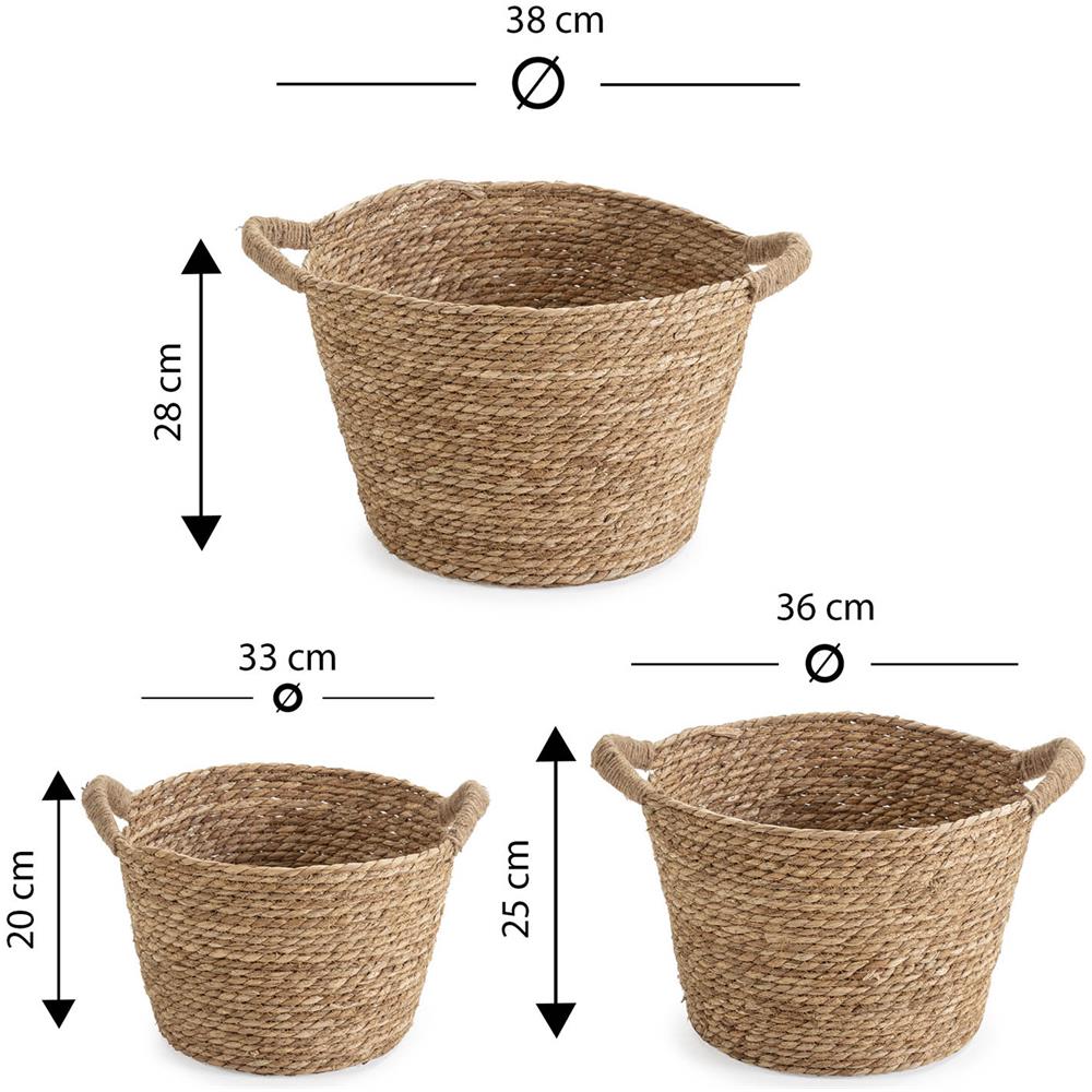 Set Di 3 Cestini Icia In Fibra Naturale Con Manici - Foto 5