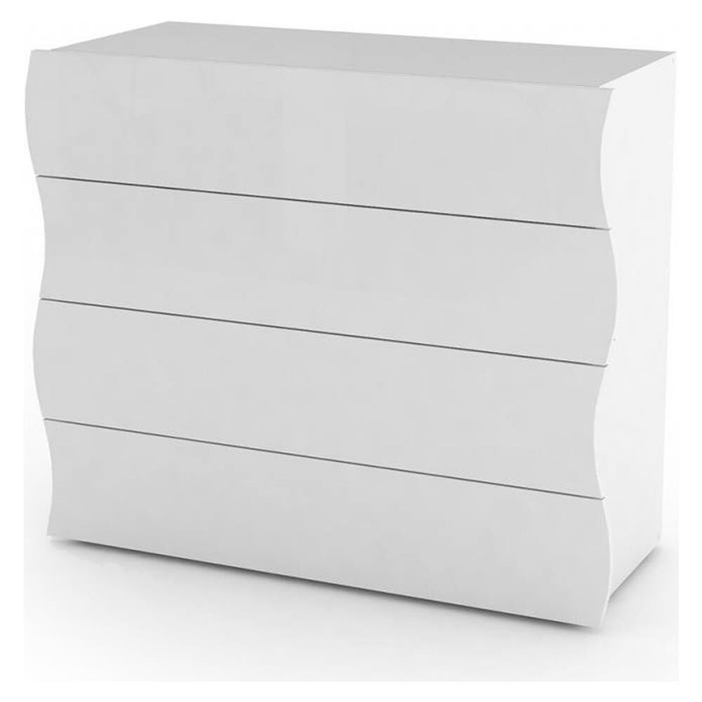 Cassettiera Mattia, Settimanale 4 Cassetti, Comò Per Camera Da Letto, 100% Made In Italy, Cm 98x40h82, Bianco Lucido - Foto 2
