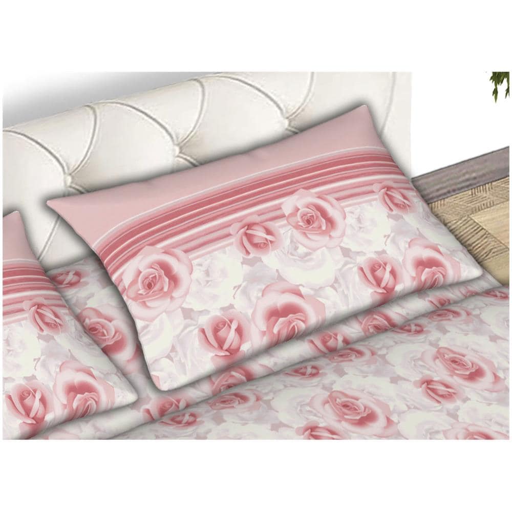 Completo Lenzuola In Morbida Flanella Made Italy Disegno Floreale Roseto C.n 2 Piazze Rosa - Foto 2