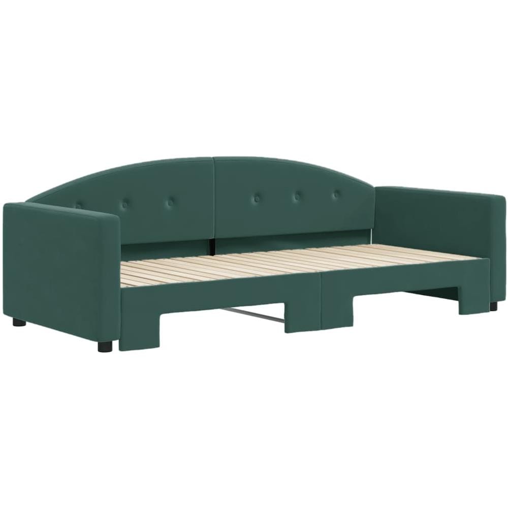 Divano Letto Con Letto Estraibile Verde Scuro 90x200cm Velluto - Foto 3