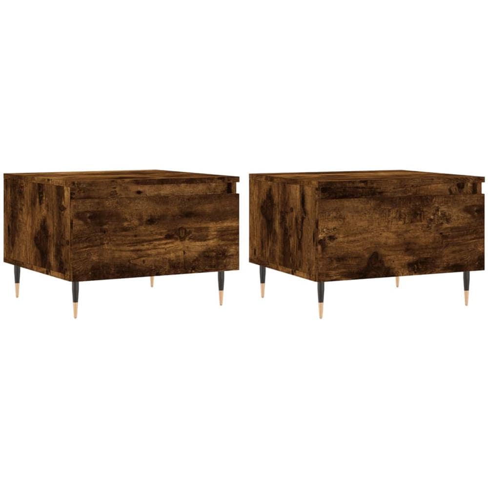 Tavolini Salotto 2pz Rovere Fumo 50x46x35 Cm Legno Multistrato - Foto 2