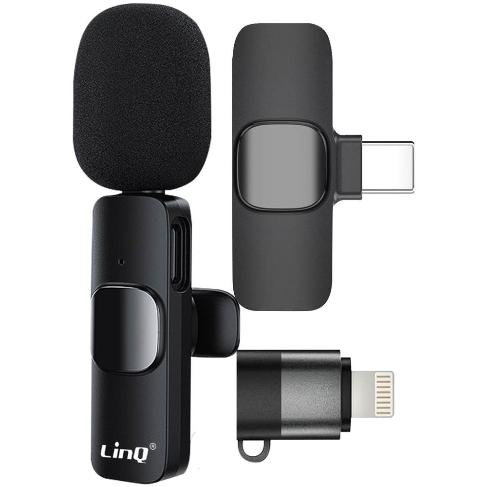 Microfono Wireless Riduzione Rumore Adattatori Usb-c E Lightning Linq Nero - Foto 1