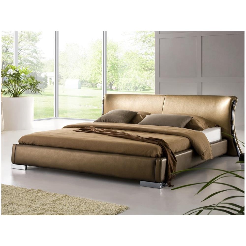 Letto Matrimoniale Ad Acqua In Pelle Oro 180 X 200 Cm - Paris - Foto 2