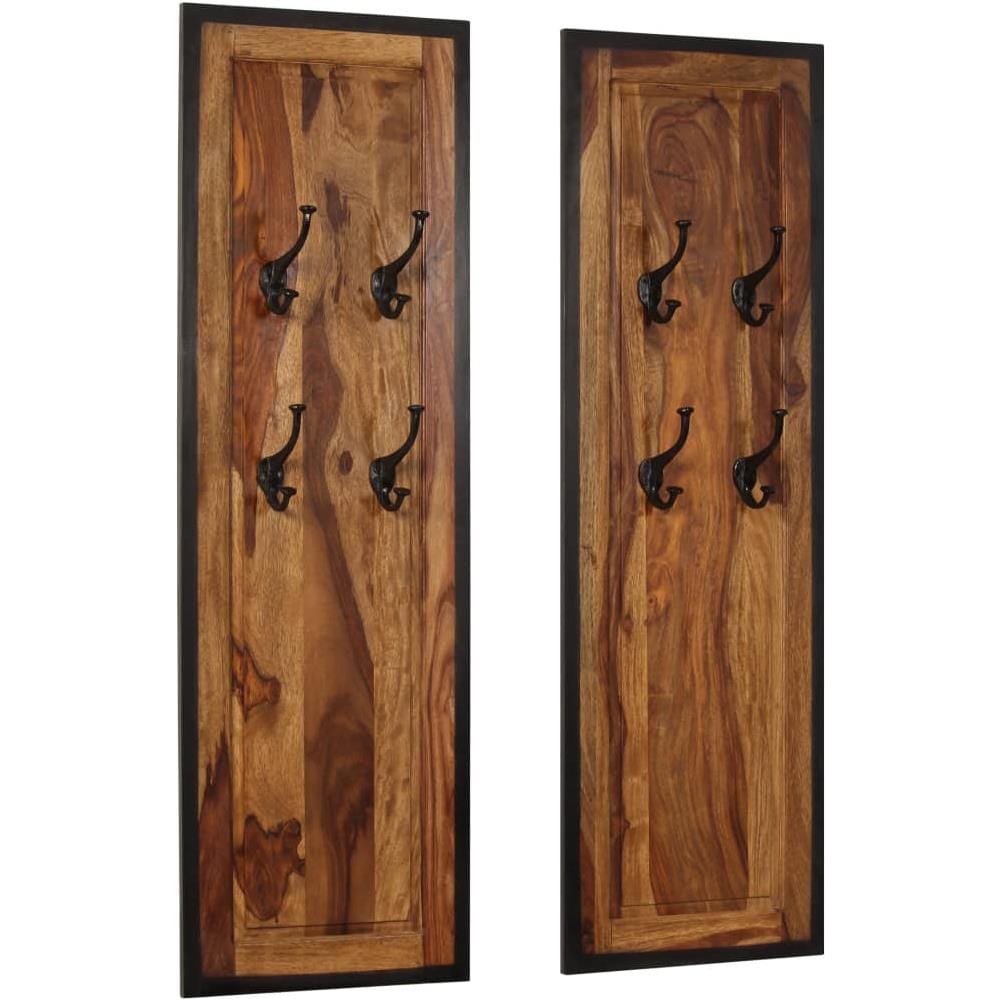 Appendiabiti 2 Pz In Legno Massello Di Sheesham - Foto 1